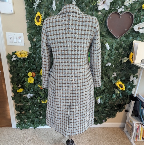 Stylish Baby Blue Houndstooth Winter Coat - Picture 5 of 9